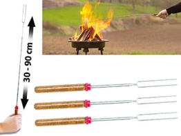 2in1-Teleskop-Grillgabel & Grill-Spiess,  30 auf 90cm, 3er-Set / Grillspiess